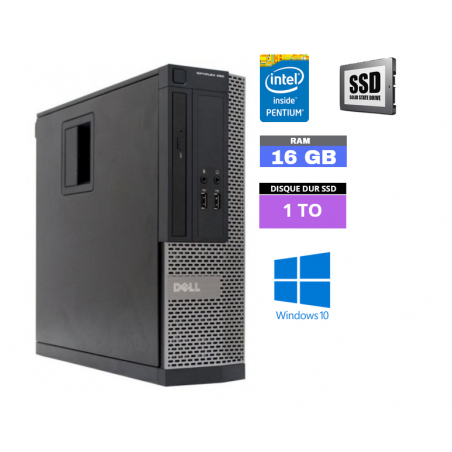 UC DELL OPTIPLEX 390 SFF PENTIUM G630 - Windows 10 - SSD 1 To - Ram 16 Go - N°280417 - GRADE B