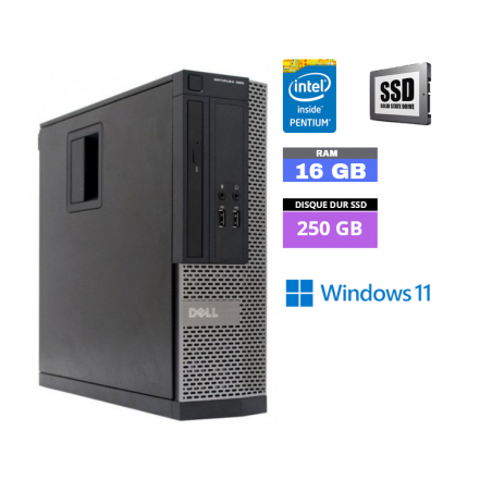 UC DELL OPTIPLEX 390 SFF PENTIUM G630 - Windows 11 - SSD 250 Go - Ram 16 Go - N°280420 - GRADE B