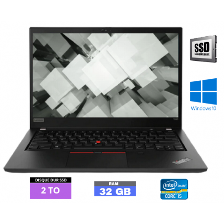 LENOVO T490 - GRADE B -  Core I5 - RAM 32 GO - SSD 2 TO - Windows 10 N°280427