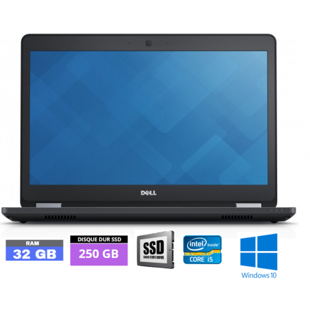 DELL E5480 Core I5 Sous Windows 10 - SSD 250 GO - Ram 32 Go - WEBCAM - N°020523 - GRADE B