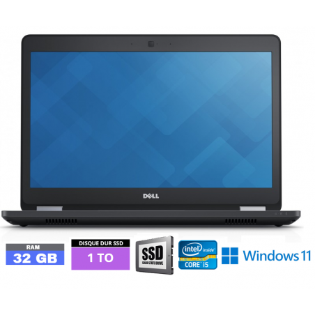 DELL E5480 Core I5 Sous Windows 11 - SSD 1 TO - Ram 32 Go - WEBCAM - N°020529 - GRADE B