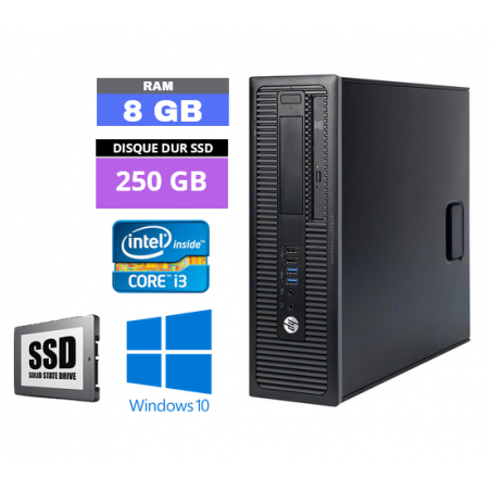 UC HP PRODESK 400 G1 DT - CORE I3 - SSD 250 Go -  RAM 8 GO - WINDOWS  10 - N°050502 - GRADE B