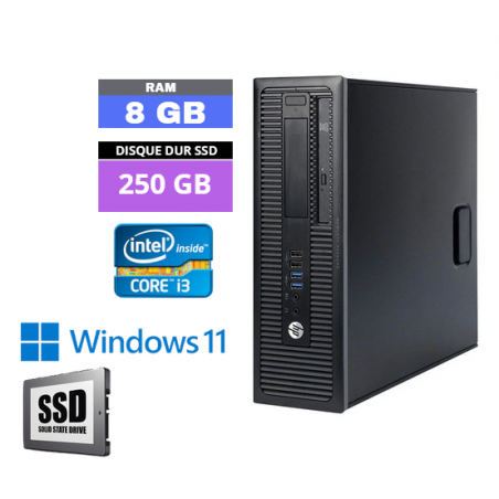UC HP PRODESK 400 G1 DT - CORE I3 - SSD 250 Go -  RAM 8 GO - WINDOWS  11 - N°050507 - GRADE B