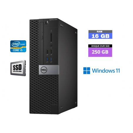 DELL 3040 SFF  Windows 11 - Core I5 -  SSD 250 Go  - Ram 16 Go - N°300506 - GRADE B