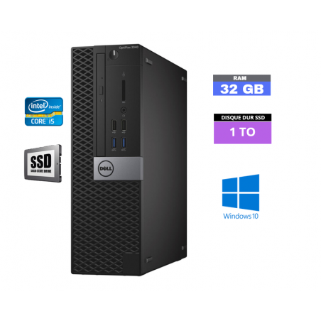 DELL 3040 SFF  Windows 10 - Core I5 -  SSD 1 To  - Ram 32 Go - N°300513 - GRADE B