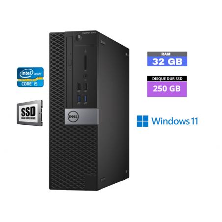 DELL 3040 SFF  Windows 11 - Core I5 -  SSD 250 Go  - Ram 32 Go - N°300515 - GRADE B