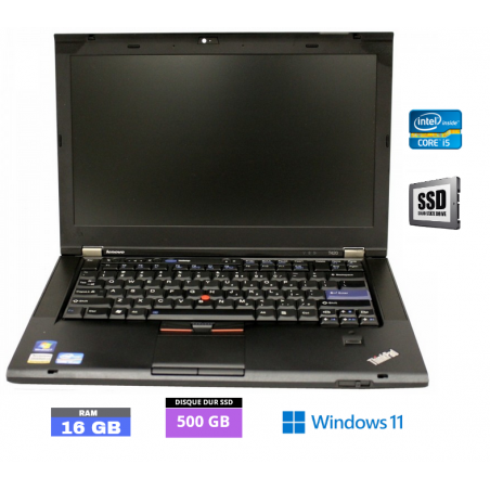 LENOVO T420 Core I5 - Windows 11 - RAM 16 Go - SSD 500 Go - N°230602 - GRADE B