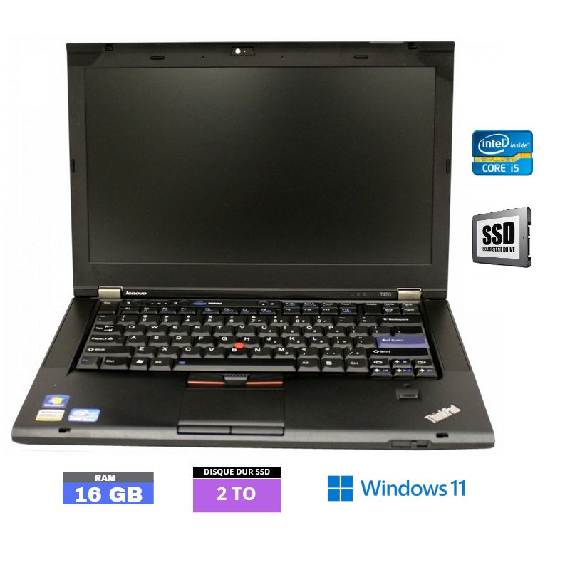 LENOVO T420 Core I5 - Windows 11 - RAM 16 Go - SSD 2 To - N°230603 - GRADE B