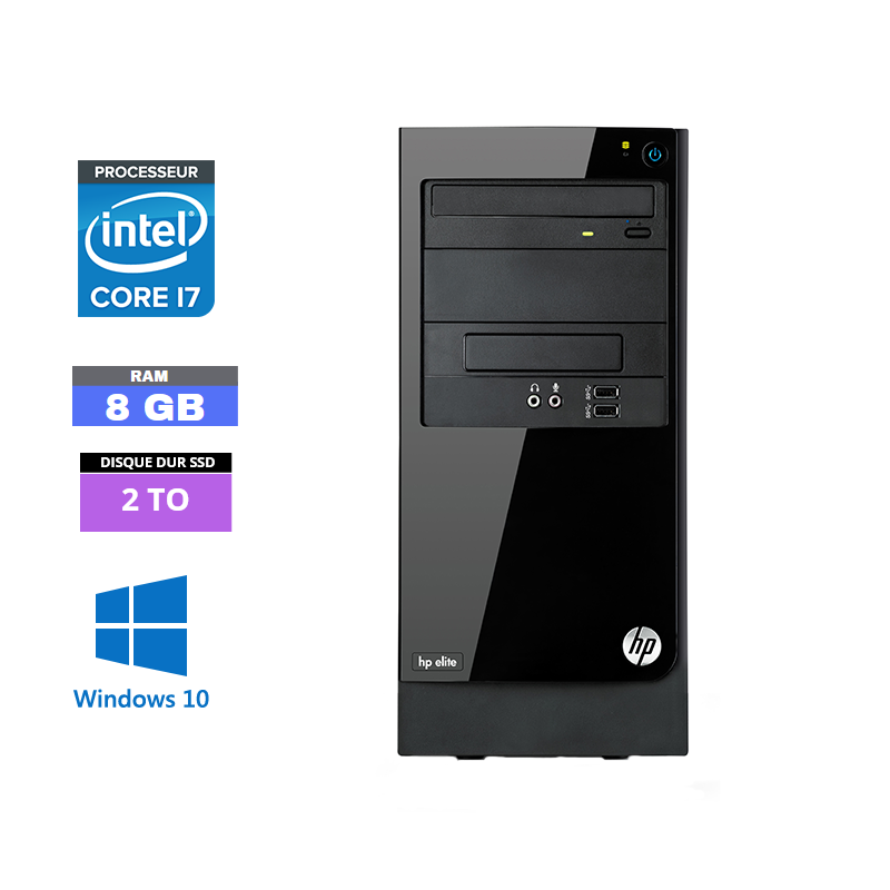 UC DE BUREAU TOUR HP ELITE 7500 I7 - RAM 8 GO - SSD 2 To - WINDOWS 10 - N°300605