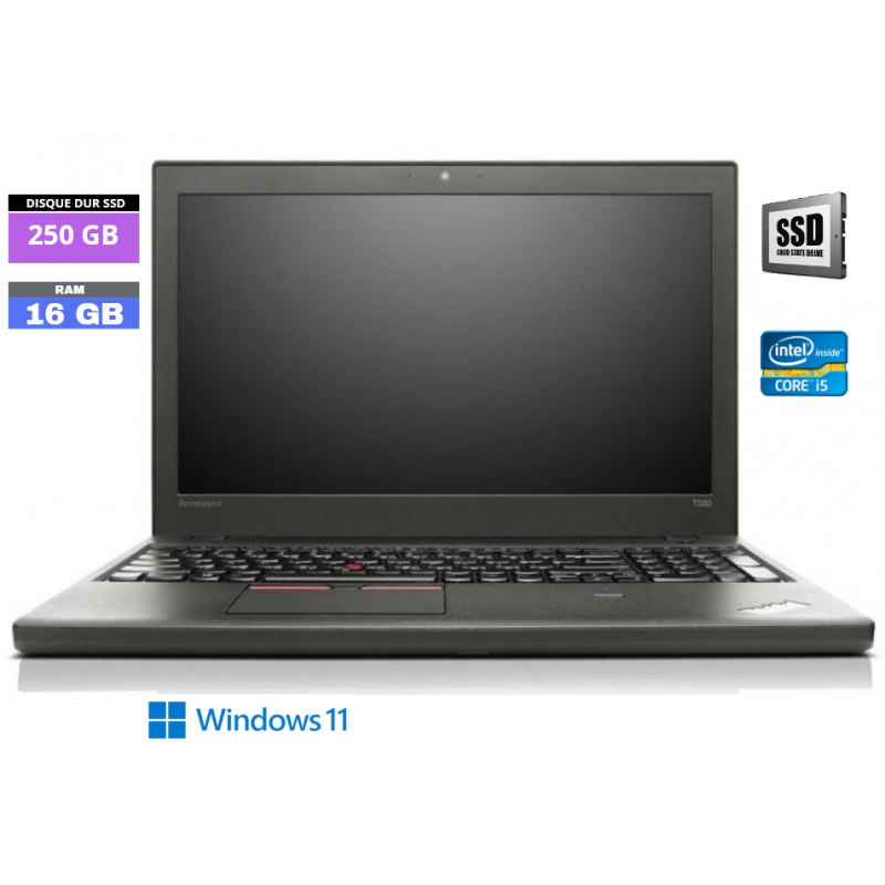 LENOVO T560 - Core I5 - Windows 11 - SSD 250 Go - Ram 16 Go - N°110721 - GRADE B