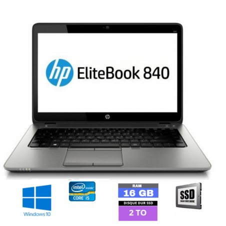HP Elitebook 840 G1 - Core i5 - Windows 10 - SSD 2 To - 16 Go RAM  - N°210428 - GRADE B