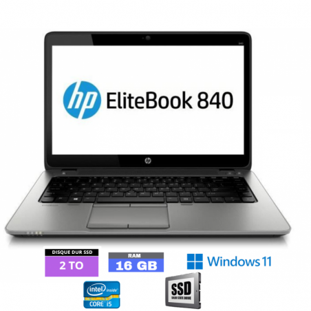HP Elitebook 840 G1 - Core i5 - Windows 11 - SSD 2 To - 16 Go RAM  - N°210423 - GRADE B