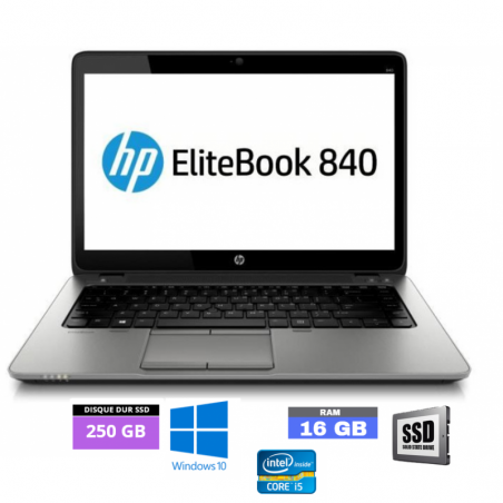 HP Elitebook 840 G1 - Core i5 - Windows 10 - SSD 250 Go - 16 Go RAM  - N°210425 - GRADE B