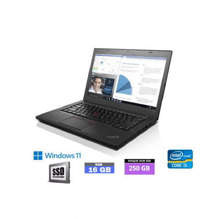 LENOVO T560 - Core I5 6EME GENERATION - WEBCAM - Windows 11 - SSD 250 Go - Ram 8 Go - N°240404 - GRADE B