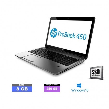 HP Probook 450 G1 Core i5 - SSD 250 go- 8Go RAM  sous Windows 10  - N°261123 - GRADE B