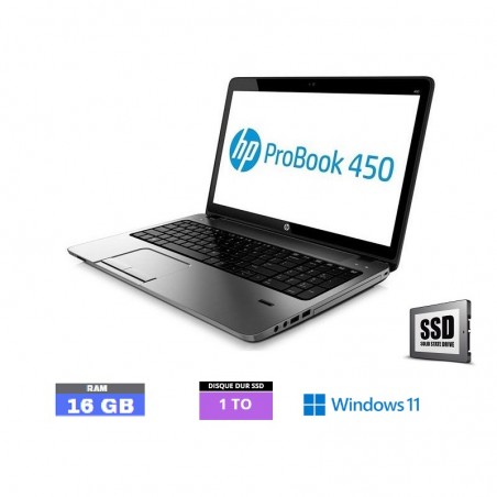 HP Probook 450 G1 Core i5 - SSD 1 to- 16Go RAM  sous Windows 11  - N°2611211 - GRADE B
