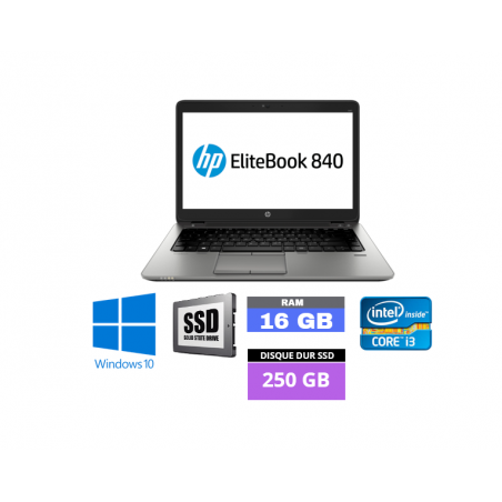 HP Elitebook 840 G2 Core i5 - 16Go RAM - SSD 250 Go - Windows 10  - N°28112310- GRADE B
