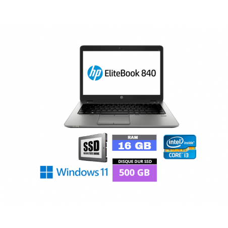 HP Elitebook 840 G2 Core i5 - 16Go RAM - SSD 500 Go - Windows 11  - N°28112316 GRADE B