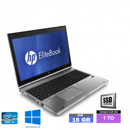 HP ELITEBOOK 8570P sous Windows 10 - Core i5 - 16 Go RAM - SSD 1 TO - N°020611 - GRADE B