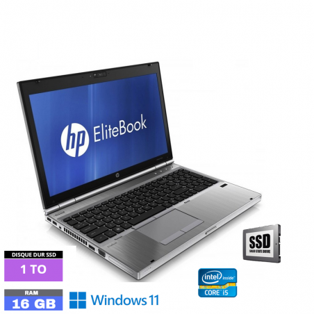 HP ELITEBOOK 8570P sous Windows 11 - Core i5 - 16 Go RAM - SSD 1 TO - N°020615 - GRADE B