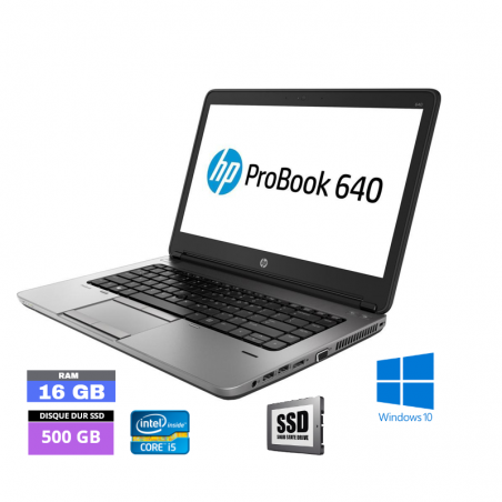HP 640 G1 Core I5 - Sous Windows 10 - Ram 16 Go - SSD 500 Go - N° 200419 - GRADE B