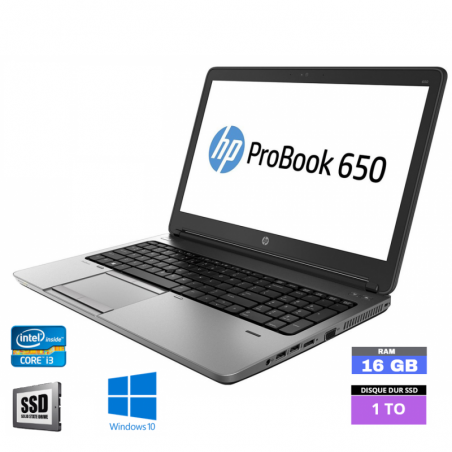 HP PROBOOK 650 G1 - Windows 10 - SSD 500 GO  - Core I3 - Ram 16 Go - SANS WEBCAM - N°020602 - GRADE B