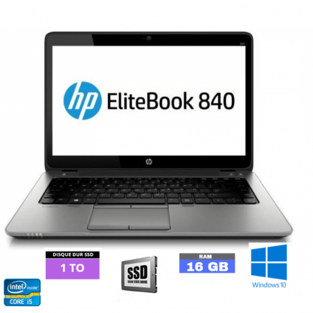 HP Elitebook 840 G1 - Core i5 - Windows 10 - SSD 500 Go - 16 Go RAM  - N°210426 - GRADE B