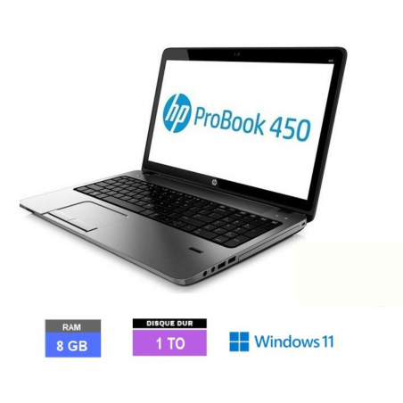 HP Probook 450 G1 Core i5 - SSD 1 to- 8Go RAM  sous Windows 11  - N°26112314 - GRADE B