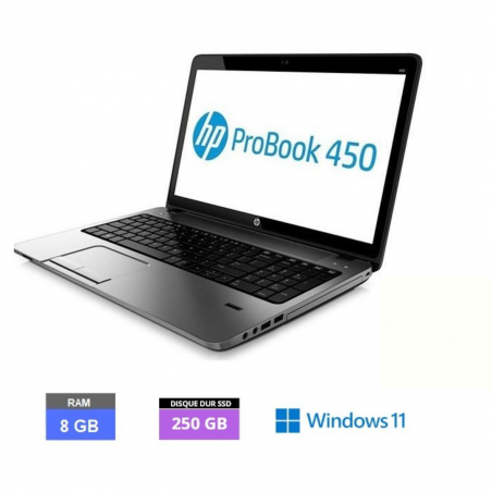 HP Probook 450 G1 Core i5 - SSD 250 go- 8Go RAM  sous Windows 11  - N°26112316 - GRADE B