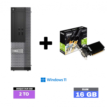 Uc de bureau DELL 7010 SFF I5- RAM 16 GO - SSD 2 TO - WINDOWS 11 avec carte graphique NVIDIA  GT710 2 go - N°27062404