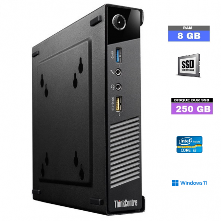 Mini PC Lenovo Think Centre Tiny M73 - 8 Go RAM - SSD 250 Go - Core i3 - Windows 11 - 06082421 - GRADE B