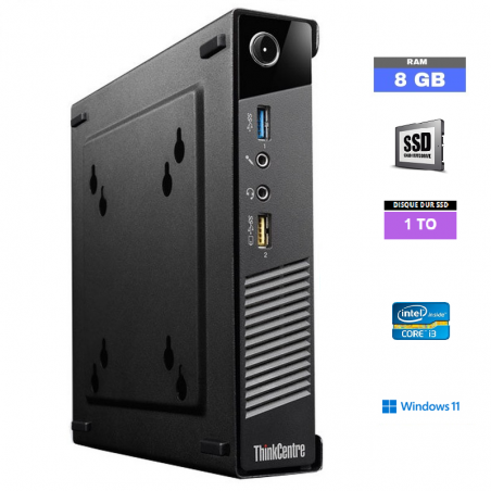 Mini PC Lenovo Think Centre Tiny M73 - 8 Go RAM - SSD 1 TO - Core i3 - Windows 11 - 06082423 - GRADE B