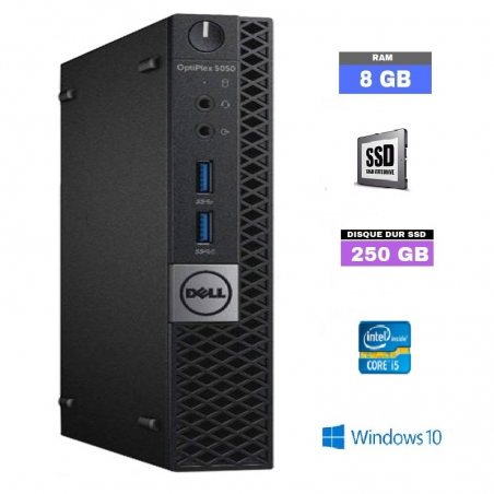 DELL OPTIPLEX 5050 MICRO PENTIUM G4400T - Windows 10 - Ram 8 Go - SSD 250 GO - N° 07082451 - GRADE B