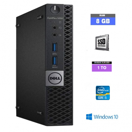 DELL OPTIPLEX 5050 MICRO PENTIUM G4400T - Windows 10 - Ram 8 Go - SSD 1 TO - N° 07082453 - GRADE B