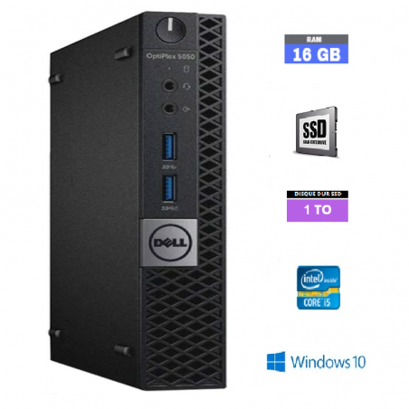 DELL OPTIPLEX 5050 MICRO PENTIUM G4400T - Windows 10 - Ram 16 Go - SSD 1 TO - N° 07082457 - GRADE B