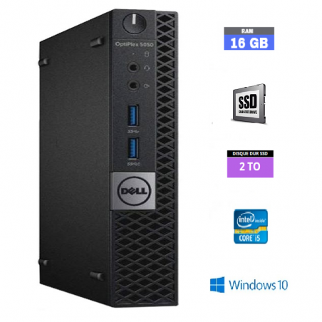 DELL OPTIPLEX 5050 MICRO PENTIUM G4400T - Windows 10 - Ram 16 Go - SSD 2 TO - N° 07082458 - GRADE B