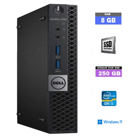 DELL OPTIPLEX 5050 MICRO PENTIUM G4400T - Windows 11 - Ram 8 Go - SSD 250 GO - N° 08082461 - GRADE B