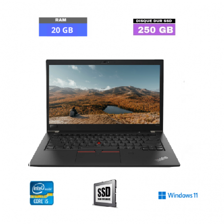 LENOVO T480S - I5 - WINDOWS 11 - SSD 250 GO - RAM 20 GO - 08082475 - GRADE B