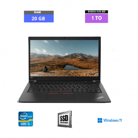 LENOVO T480S - I5 - WINDOWS 11 - SSD 1 TO - RAM 20 GO - 08082477 - GRADE B