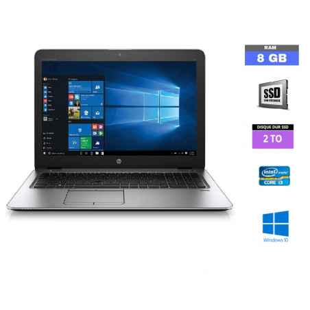 HP Elitebook 850 G3 Core i3 - 6300U - 2.4Ghz - Grade B - 8 Go RAM - SSD 2 TO - Windows 10 - N°12082424