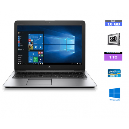 HP Elitebook 850 G3 Core i3 - 6300U - 2.4Ghz - Grade B - 16 Go RAM - SSD 1 TO - Windows 10 - N°12082427