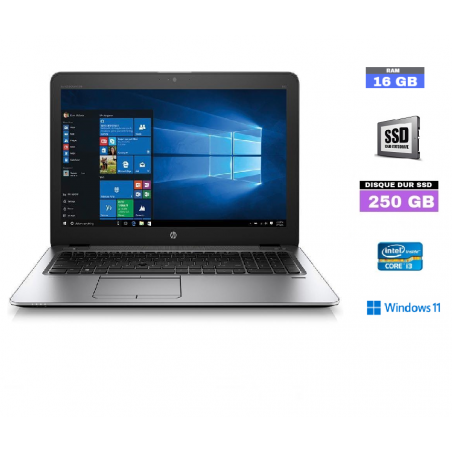 HP Elitebook 850 G3 Core i3 - 6300U - 2.4Ghz - Grade B - 16 Go RAM - SSD 250 Go - Windows 11 - N°12082435