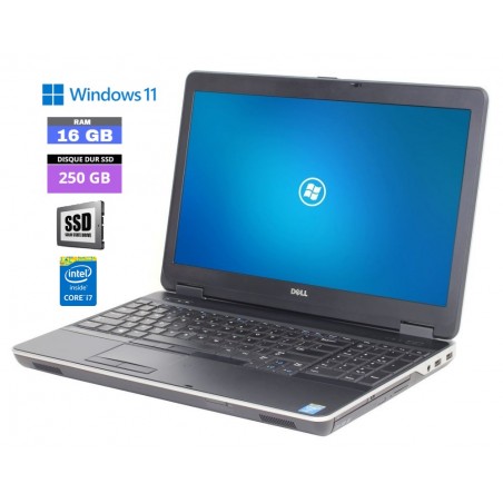 DELL LATITUDE E6540 Core I7 - SSD 250 Go- Windows 11 - Ram 16 Go  - WEBCAM - N°13092401 - GRADE B