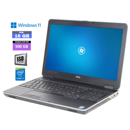 DELL LATITUDE E6540 Core I7 - SSD 500 Go - WINDOWS 11 - Ram 16 Go  - WEBCAM - N°1309202402 - GRADE B