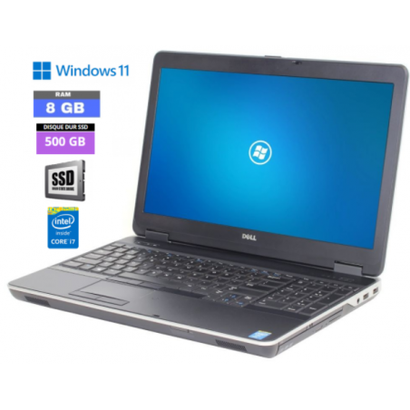 DELL LATITUDE E6540 Core I7 - SSD 500 Go - Windows 11 - Ram 8 Go  - WEBCAM - N°1309202406 - GRADE B