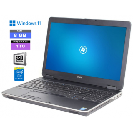 DELL LATITUDE E6540 Core I7 - SSD 1 TO - Windows 11 - Ram 8 Go  - WEBCAM - N°1309202407 - GRADE B