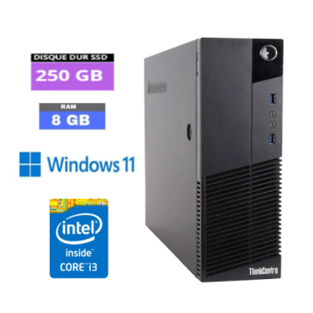 LENOVO THINKCENTRE M83 - 8 Go RAM - SSD 250 Go - Core i3 - Windows 11 - N°160920241- GRADE B