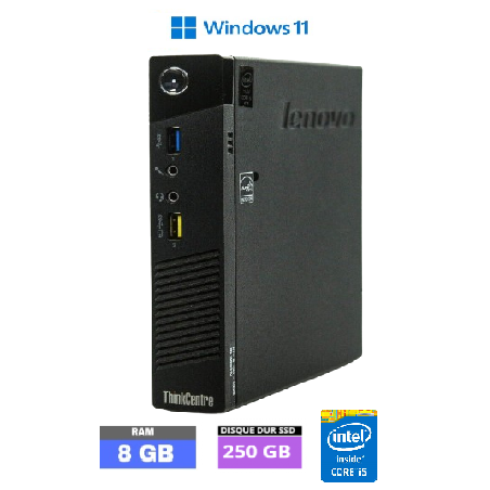 LENOVO THINKCENTRE M93P TINY - 8 Go RAM - SSD 250 Go - Core i5 - Windows 11 - N°190920249 - GRADE B