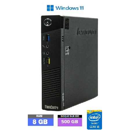 LENOVO THINKCENTRE M93P TINY - 8 Go RAM - SSD 500 Go - Core i5 - Windows 11 - N°1909202410 - GRADE B