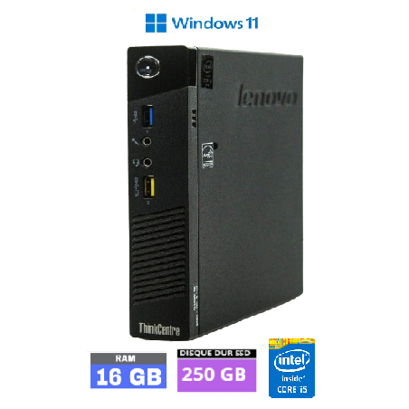 LENOVO THINKCENTRE M93P TINY - 16 Go RAM - SSD 250 Go - Core i5 - Windows 11 - N°1909202413 - GRADE B